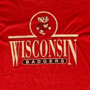 Vintage Wisconsin Badgers red single stitch t-shirt.